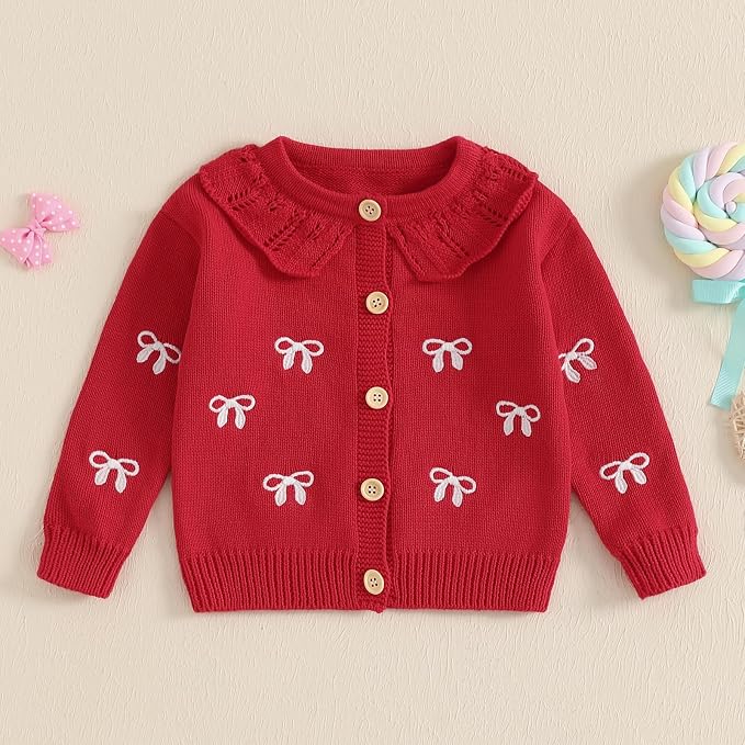 Baby Girl Cardigan Long Sleeve Button Up Sweater Toddler Girl Fall Outfits - Image 3