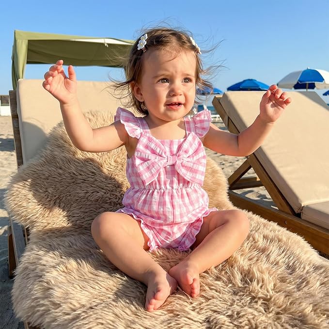 Little Girl Romper Toddler Overalls Summer Bow Jumpsuit Boho Outfit 6M-5T - Image 2