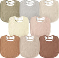 Susurration Muslin Baby Bibs 8 Pack Bandana Drool Bibs, Soft Square Adjustable Baby Drooling Bibs for Unisex Girls & Boys
