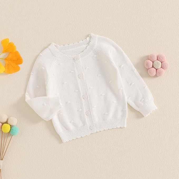 Baby Girl Cardigan Long Sleeve Button Up Sweater Toddler Girl Fall Outfits - Image 5