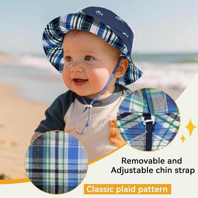 Durio UPF 50+ Baby Sun Hat Wide Brim Toddler Bucket Hats - Image 4