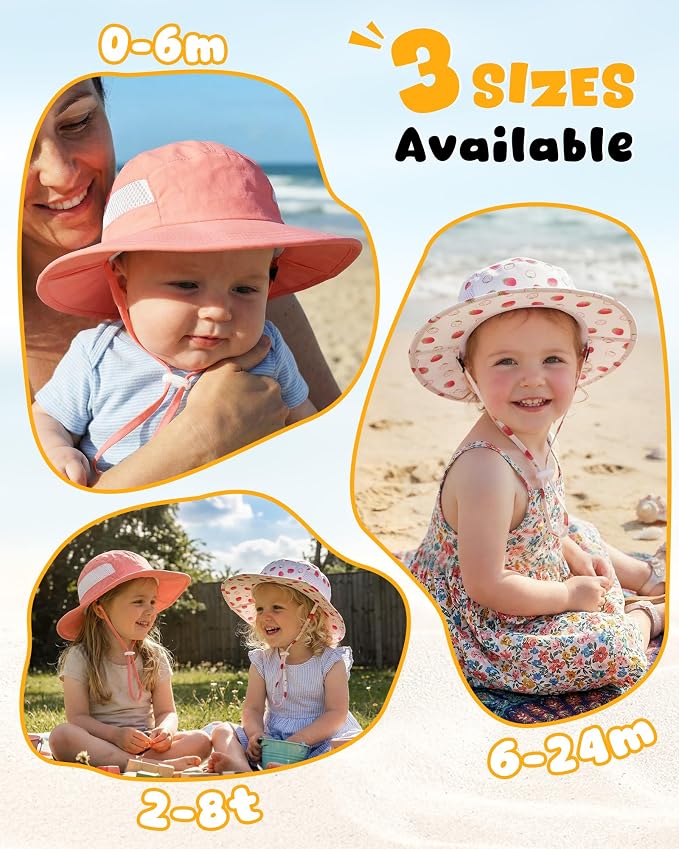 HONGTEYA 2 Pack Baby Sun Hat Infant Toddler Boys Girls Sun Protection Bucket - Image 6