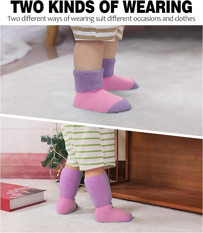 SDBING Baby Boys Girls Grips Socks Infant Toddlers Kids Non Slip Warm Thick - Image 3