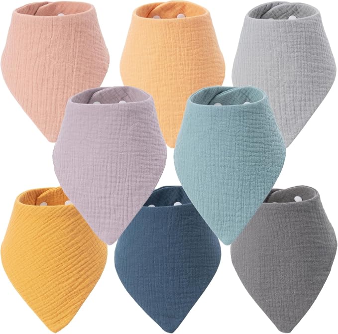 8-Pack Muslin Baby Bibs for Drooling and Teething | Soft& Absorbent, 100% Cotton by Unknown