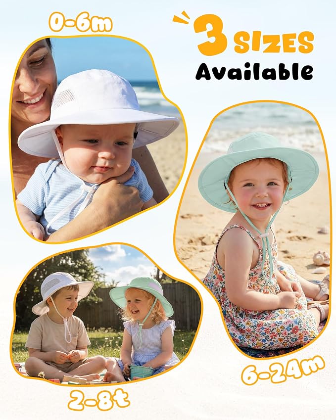 HONGTEYA 2 Pack Baby Sun Hat Infant Toddler Boys Girls Sun Protection Bucket - Image 6
