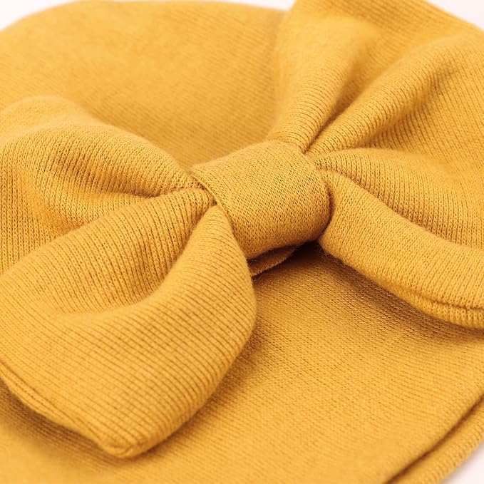 BQUBO Newborn Girls Hats Baby Hat and Mittens Set Infant Caps Bow Hospital - Image 4