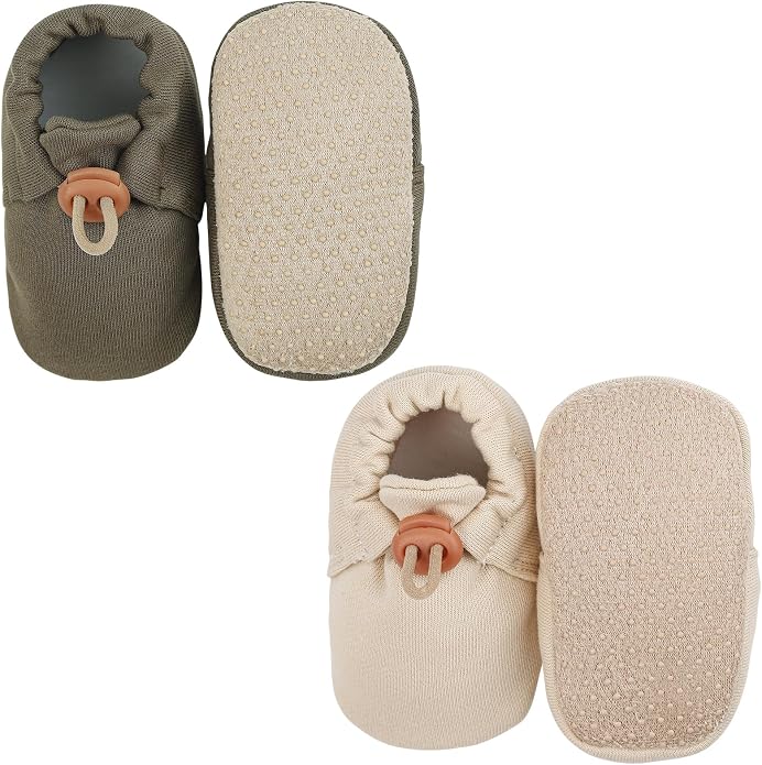 2 Pack Newborn Shoes Soft Sole Baby Sock Booties Drawstring Infant Boys Girls by DUONITITI