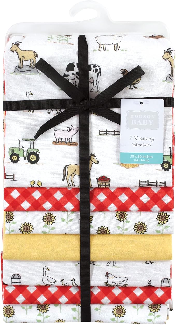 Little Treasure Hudson Baby Cotton Poly Flannel Receiving Blankets Multipack - Image 2