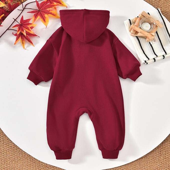 Unutiylo Unisex Baby Boys Girls Long Sleeve Infant Baby Zipper Hooded Jumpsuits - Image 4