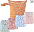 HappyFlute 9 Sets Newborn Baby Cloth Pocket Diapers One Size Adjustable Reusable for Baby Boys and Girls(6-33 pounds,0-3 Years),One Wet Bag+4Diapers and 4Inserts