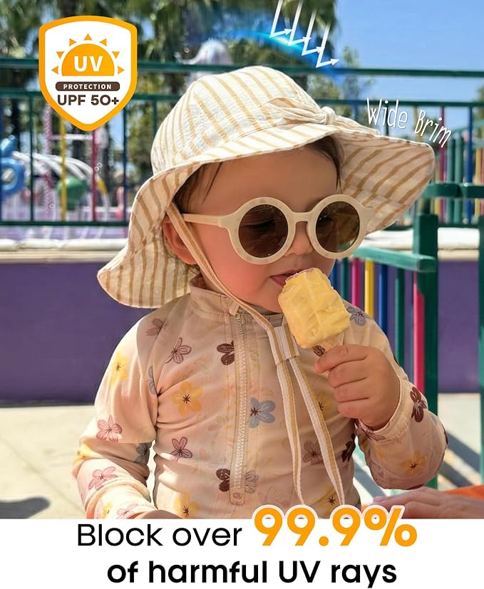 FURTALK 3 Pack Baby Sun Hat Toddler Beach Hat Girls UPF 50+ Wide Brim Infant - Image 7