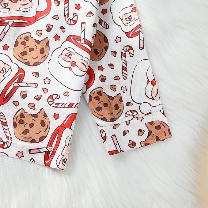 Kids Baby Girl Boy Satin Pajamas Set Button Down Sleep Shirt Top+Long Pants - Image 5