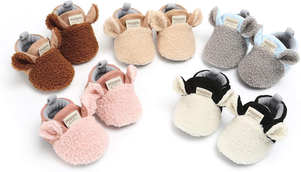 Ohwawadi Infant Baby Boys Girls Slippers Cozy Fleece Booties Soft Bottom Warm - Image 9