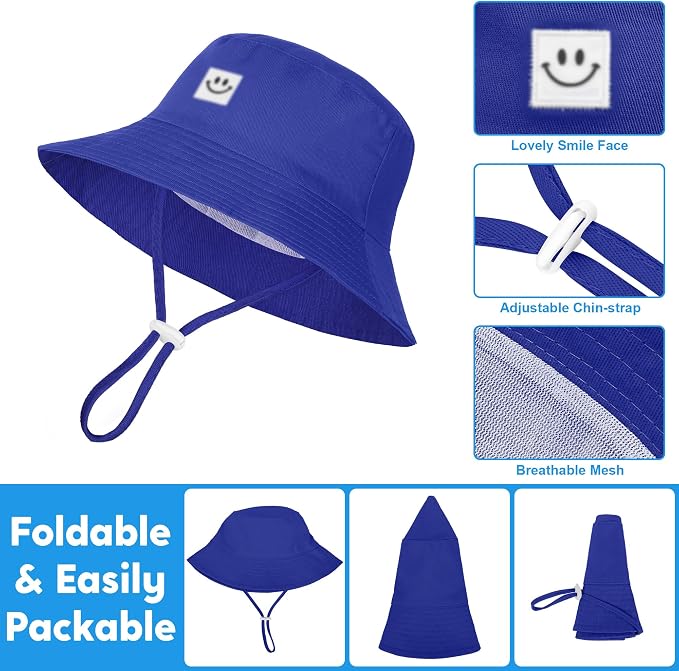 Cooraby 5 Pack Baby Sun Hat Adjustable Smile Bucket Hat Sun Protective Cap - Image 3