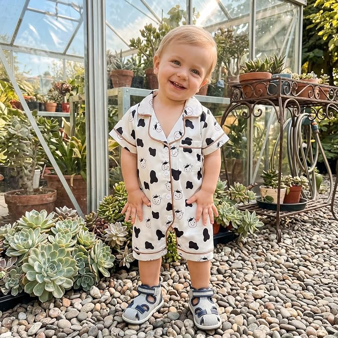 Kuriozud Baby Girl Boy Romper Pajamas Onesie Short Sleeve Button Down Pjs - Image 4