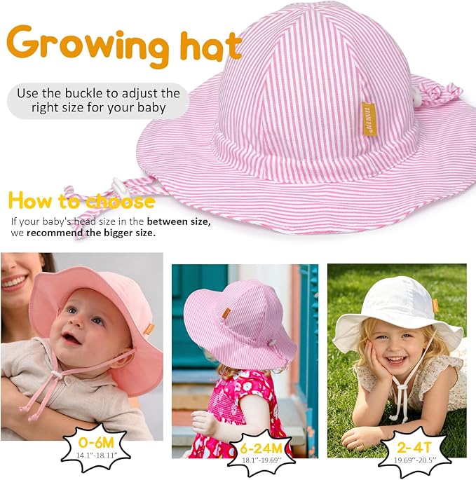 Baby Girl Sun Hat with UPF 50+ Outdoor Adjustable Toddler Beach Hat with Wide - Image 6
