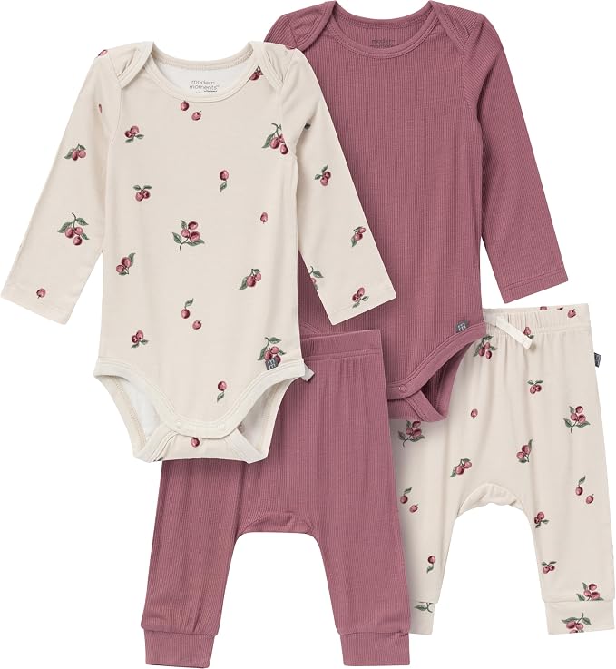 Modern Moments by Gerber Baby Viscose 4-Pack Bodysuit & Pant Set by ModernMomentsbyGerber
