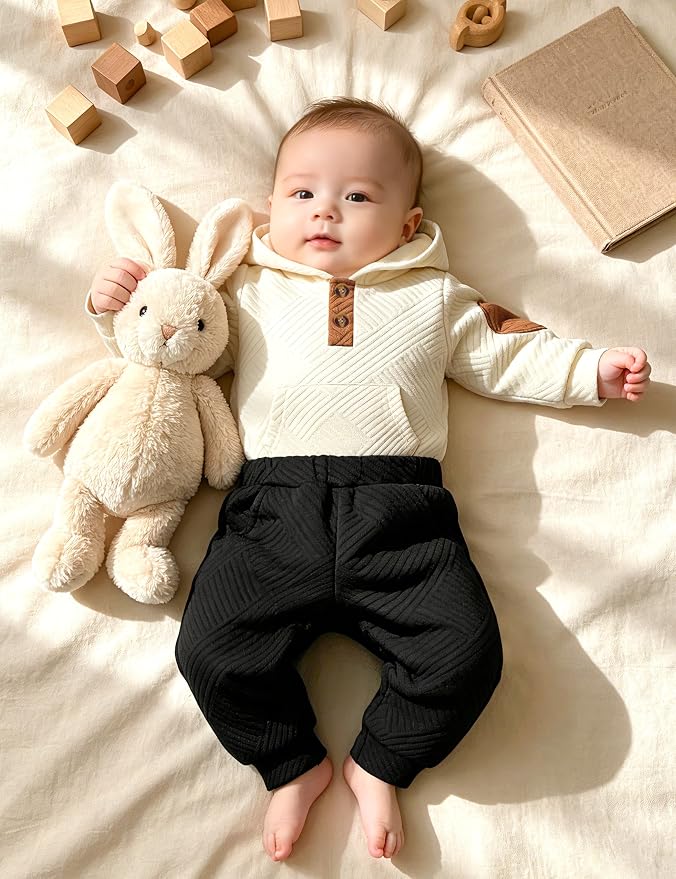 Fommy Baby Boy Clothes Colorblocked Long Sleeve Hoodie + Long Pants 2PCS Fall - Image 2