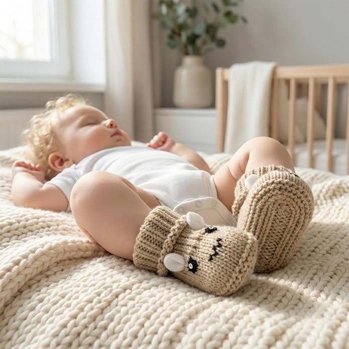 2 Pairs Baby Booties Newborn Baby Hand Crochet Knit Boots Infant Soft Cozy Warm - Image 2