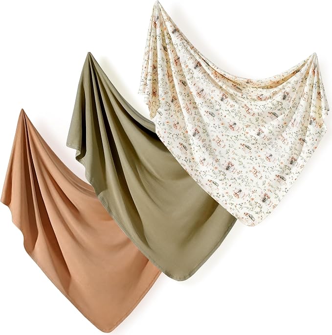 3-Pack Ultra Soft Stretchy Jersey Knit Baby Swaddle Blankets, 33x44 | Snug by BUYNOW