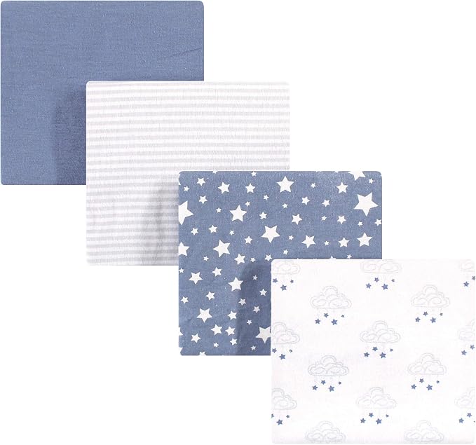 Hudson Baby Unisex Baby Cotton Flannel Receiving Blankets, Cloud Mobile Blue by HudsonBaby