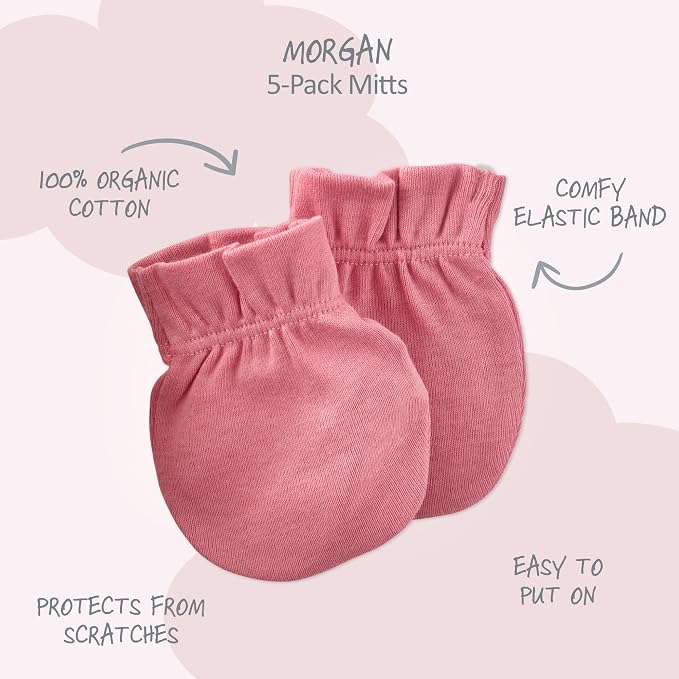 Butterblu Morgan 5-Pack Mitts 100% Cotton No Scratch Mitten Gloves | GOTS - Image 2