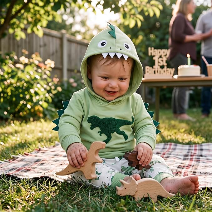 Infant Baby Boy Fall Winter Clothes Outfit Hooded Long Sweatshirt Pant Set - Image 3