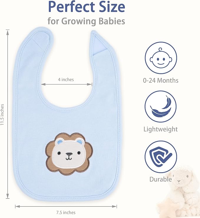 6 Pack Baby Bibs for Drooling and Teething Soft Cotton Absorbent - Image 2