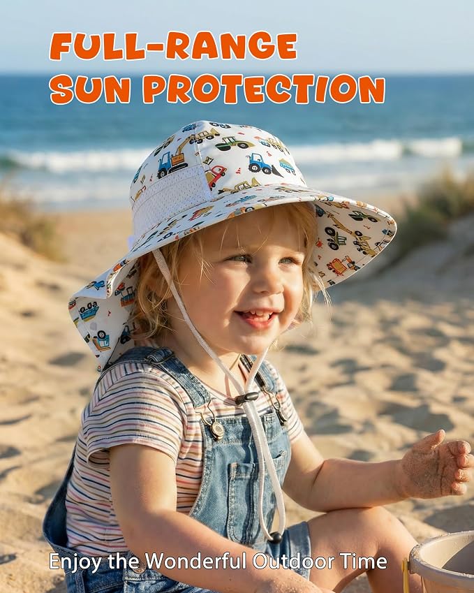 Toddler Baby Sun Hat Kids Summer Beach Essentials Adjustable Beach Hats - Image 4