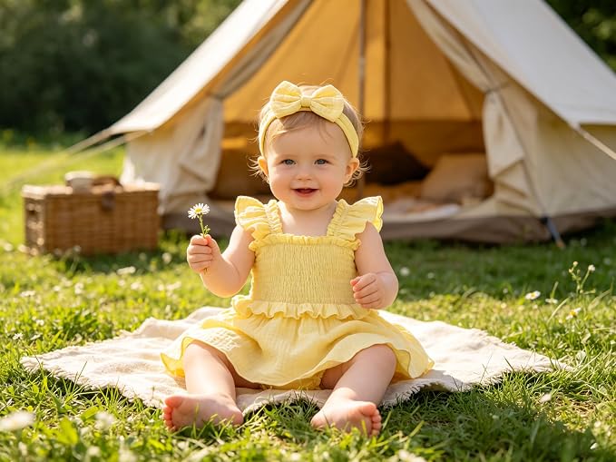 YOUNGER TREE Baby Girl Clothes Ruffle Romper Boho Dress Summer Cake Smash - Image 3