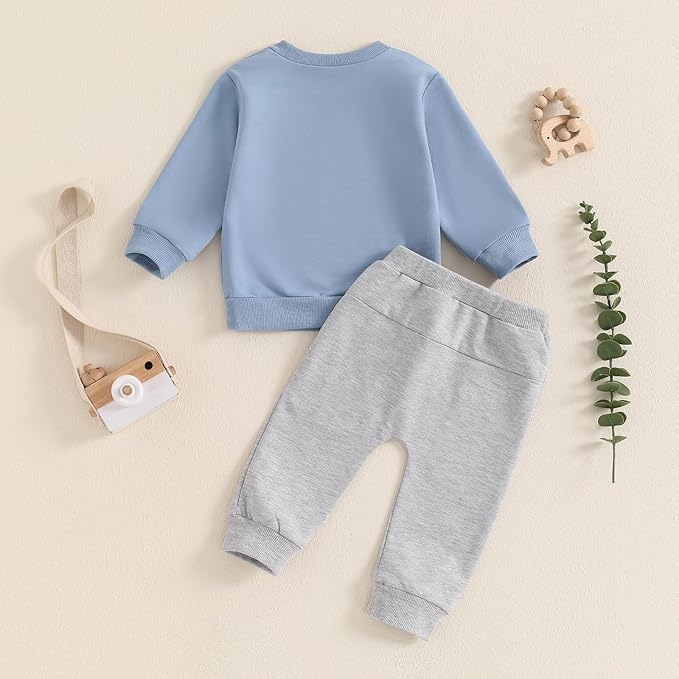 Toddler Baby Boy Fall Winter Outfit Long Sleeve Letter Print Sweatshirts and Jogger Pants Infant Boy Clothes