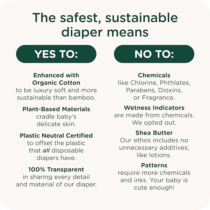 HealthyBaby Our Diapers | EWG Verified Safe & Plant-Based Diapers | Leak Protection | Soft Organic Cotton Shell | Chlorine-Free Diaper for Sensitive Skin | Size 1 (7-14lbs) 70 Count