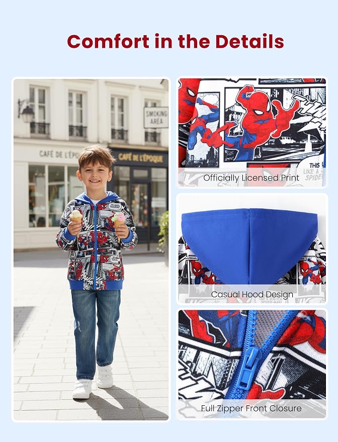 Marvel Zipper Hoodie Spiderman Hood Sweatshirt Hulk Cardigan Boy Girl 2-12Y | - Image 5