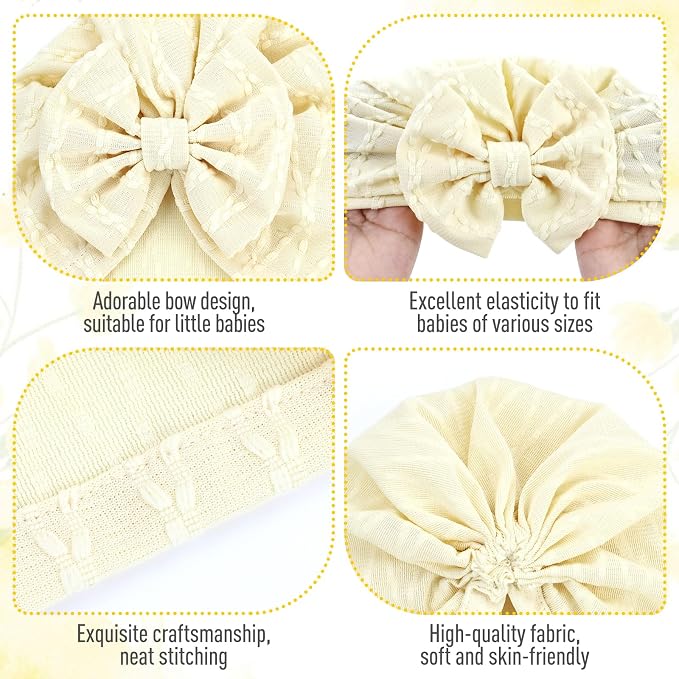 Cinaci 6 Pack Nursery Hospital Caps Bonnets Beanies Headwraps Turban Hats - Image 3