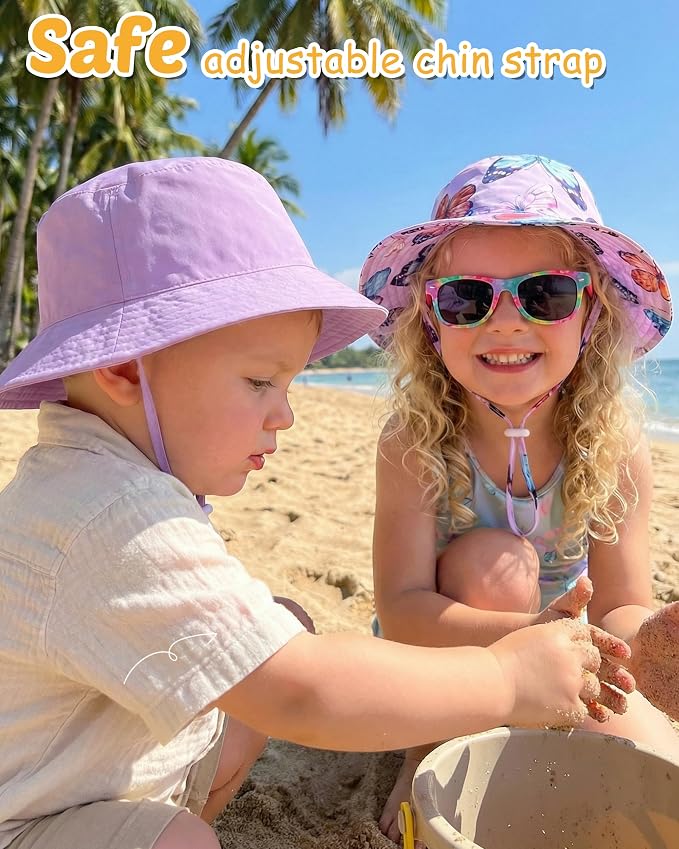 Baby Sun Hat Kids Summer Sun Protection Toddler Bucket Hat Wide Brim Adjustable - Image 5
