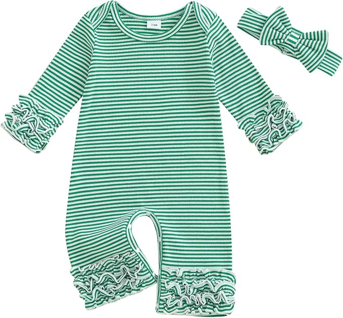 Newborn Baby Girl Clothes Jumpsuit Ruffle Romper Bodysuit Pants Headband by Ursobutegl