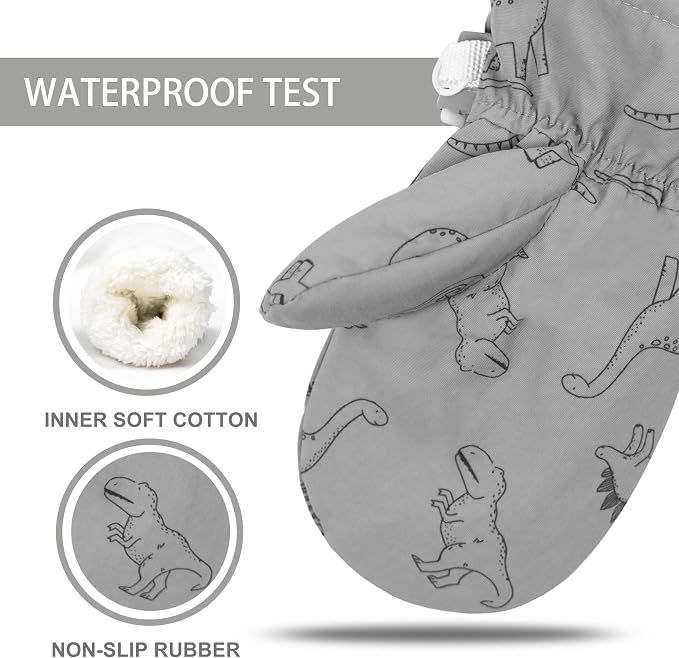 Toddler Mittens Lined Fleece Snow Gloves - Image 2