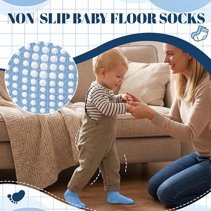 GRPSKCOS Non Slip Toddler Baby Socks 12 Pairs Anti Skid Ankle Socks - Image 3
