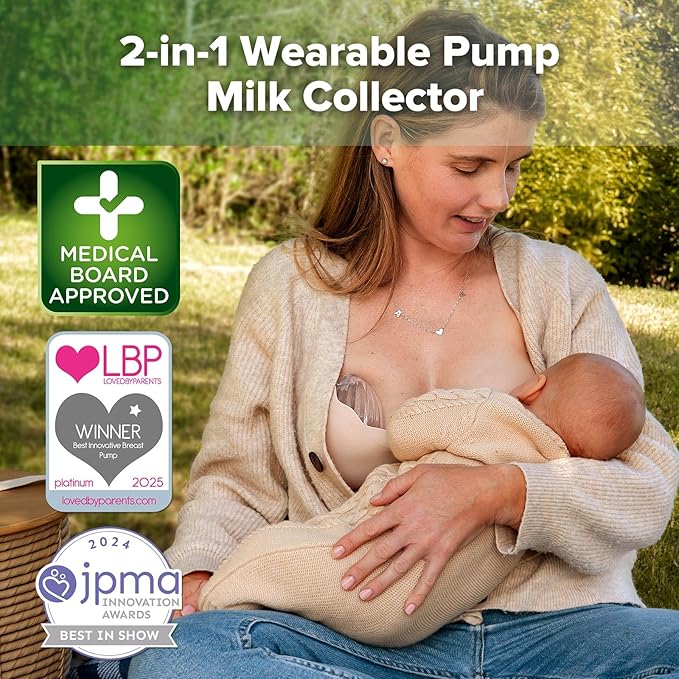 haakaa Wearable Breast Pump, Silicone Shell Breast Pump - Hands Free, Passive Breast Milk Collector Shield for Newborns, Breastfeeding, 120ml-2 pc