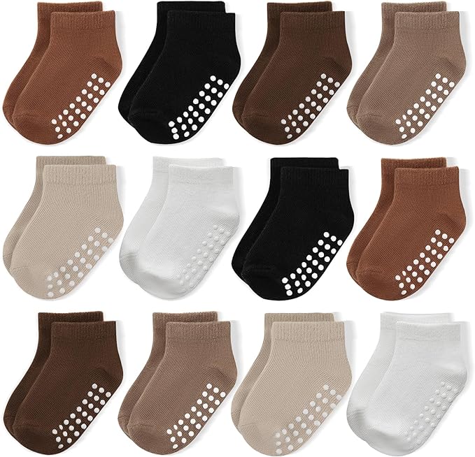 Baby Non-Slip Ankle Socks 12 Pack Soft Cotton by JAKIDAR