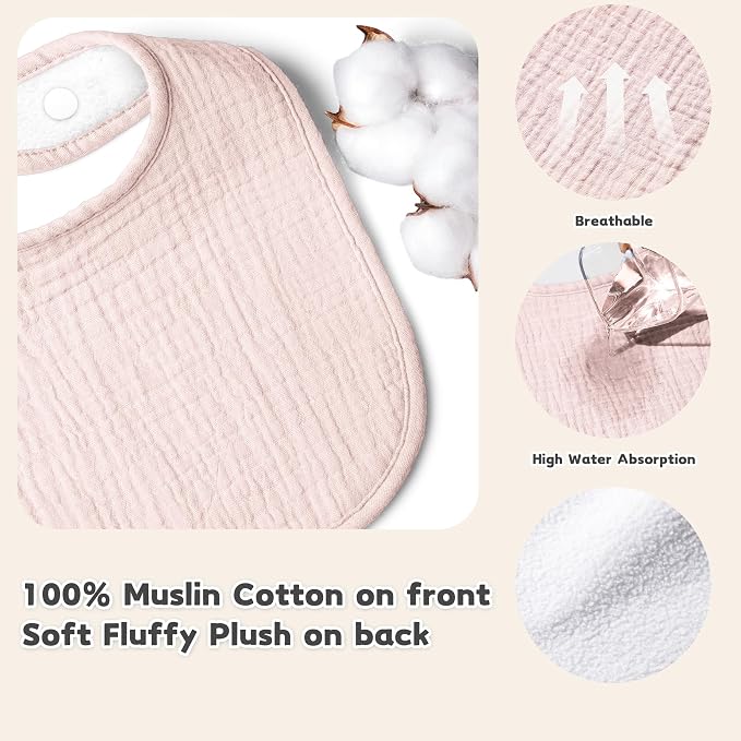 Susurration Muslin Baby Drool Bibs 10Pack Soft Square Adjustable Bandana Bibs - Image 2