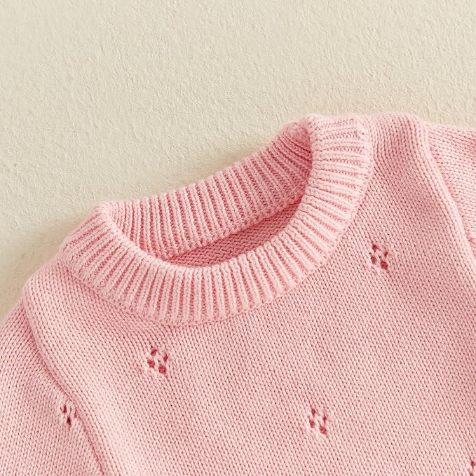 Mubineo Baby Girl Fall Winter Clothes Basic Plain Cute Sweater Romper Outfit - Image 5