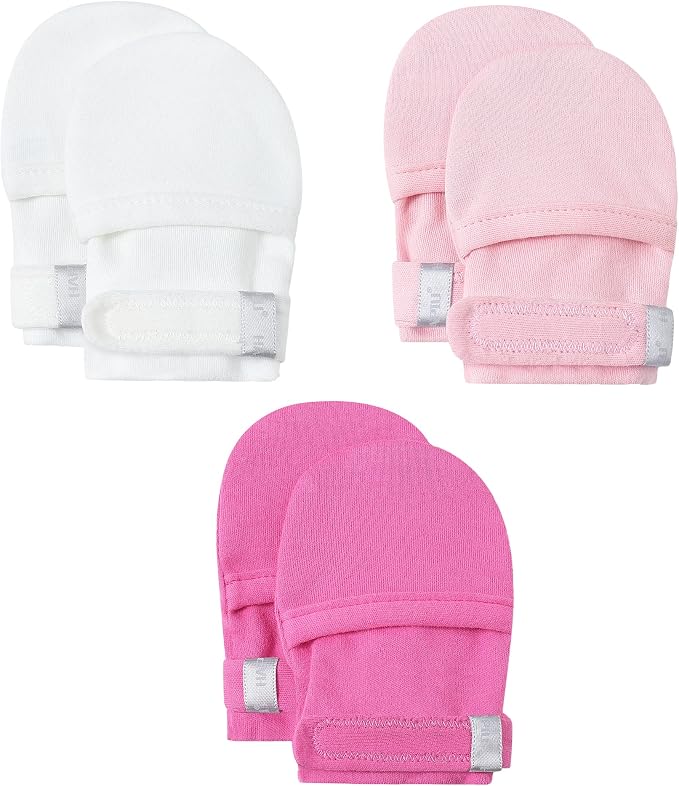 Baby Newborn No Scratch Mittens Stay On, 100% Cotton Adjustable 0-12M | Soft by HAPIU