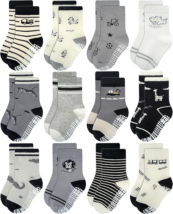 RATIVE Non Skid Anti Slip Crew Socks by RATIVE