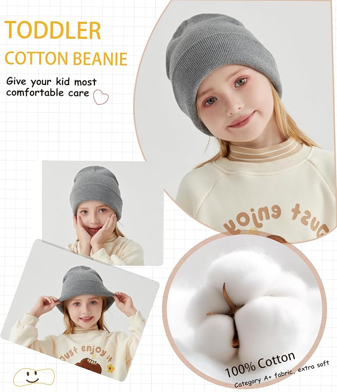 ROYBENS 100% Cotton Baby Beanie Cute Toddler Winter Hat Knit Caps Ages 0-8 | - Image 6