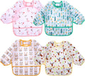 Accmor 4 Pack Long Sleeve Bibs, Baby Smock Waterproof Full Sleeved Bib by Accmor
