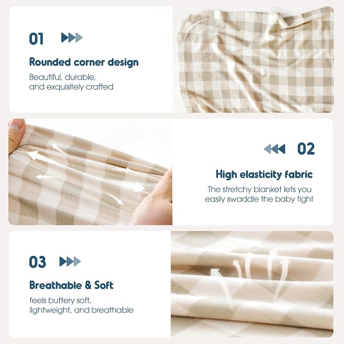2 Pack Newborn Swaddle Blanket, Ultra Soft Stretchy Jersey Knit Extra Large - Image 4