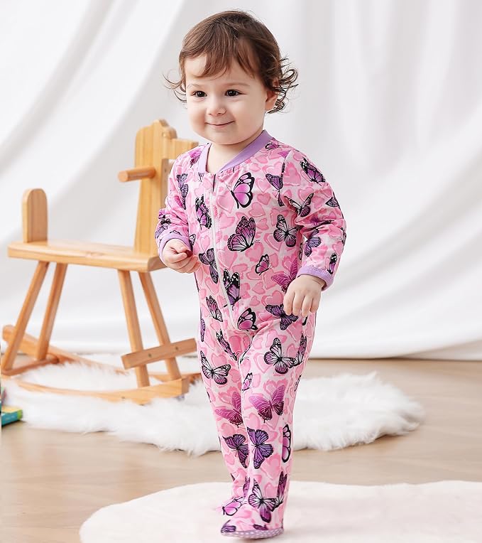uideazone Baby Girls Footed Pajamas, Zip Sleeper - Image 2
