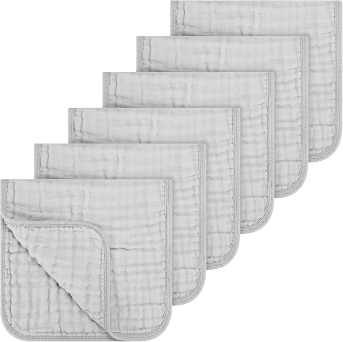Accmor 6 Pack Muslin Burp Cloths 100% Cotton 20''x10'' Large Extra Soft and by Accmor