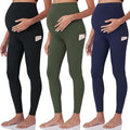 POSHDIVAH 3 Pack Women's Maternity Workout Leggings Over The Belly Pregnancy Yoga Pants with Pockets